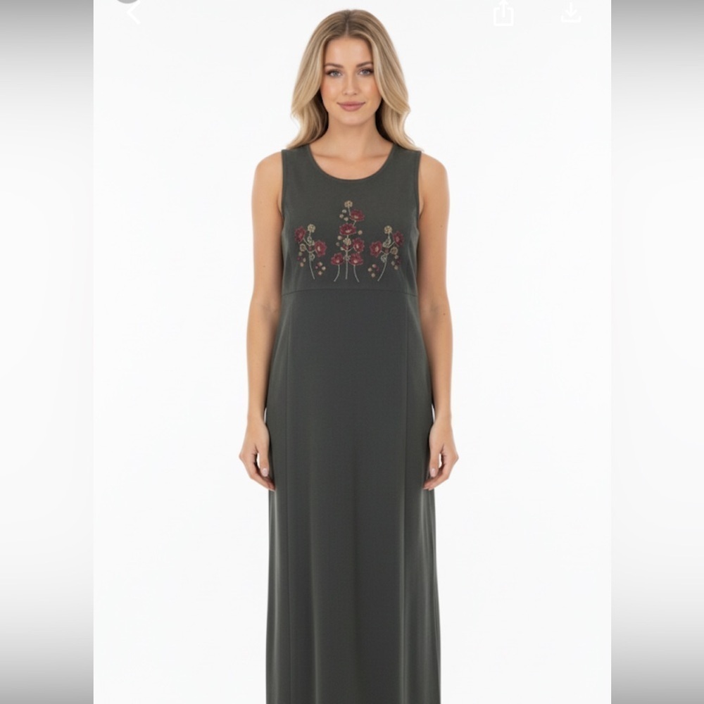 Tip Top vintage green floral maxi dress size small